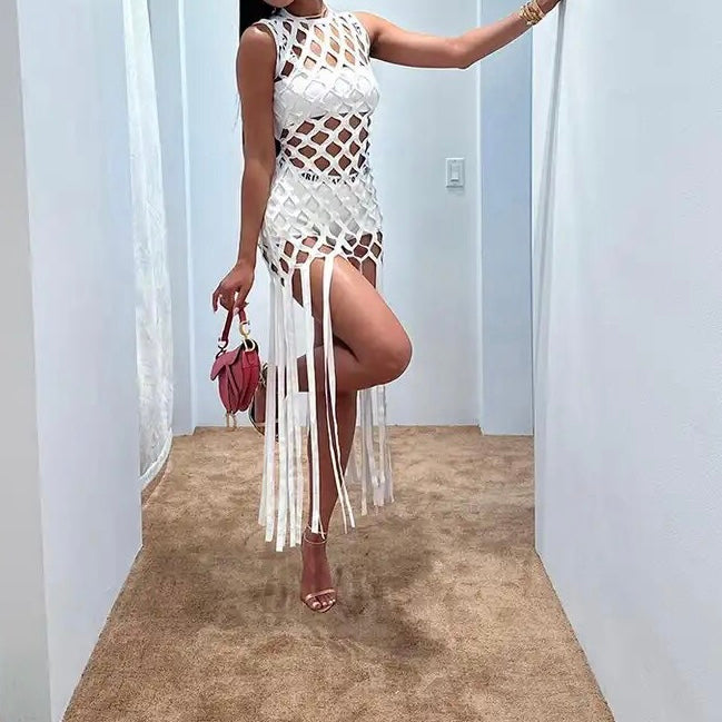 Dam Midiklänning Utdraget Design i Högkvalitativt Tyg-5