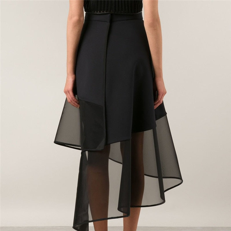 Dam Minirock A-linje Transparenta Detaljer Bomull-3