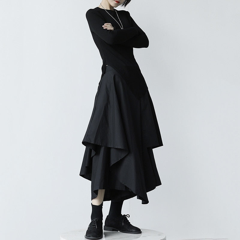 Dam Byxor Med Resår I Midjan Hög Midja Bred Ben Bomullspolyester-5