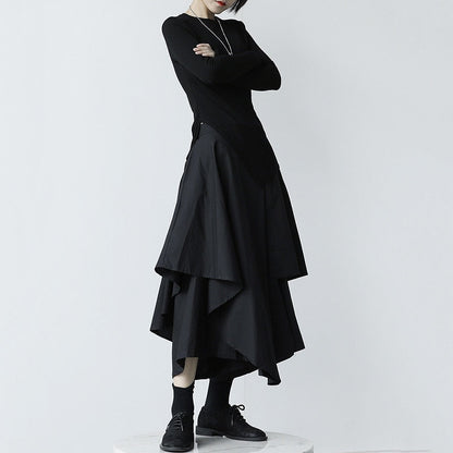 Dam Byxor Med Resår I Midjan Hög Midja Bred Ben Bomullspolyester-5