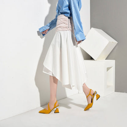 Asymmetrisk Midi Damklänning i Mjuk Bomull – Elegant Design för Fest och Vardag 5