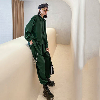 Dam Byxor med Resår i Midjan och Falska Fickor Snygga Komfortabla-5