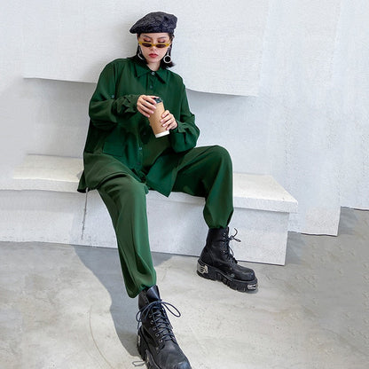 Dam Byxor med Resår i Midjan och Falska Fickor Snygga Komfortabla-6