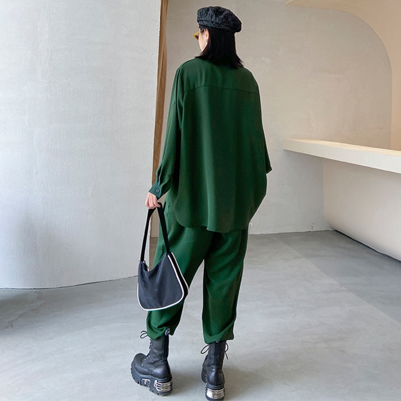 Dam Byxor med Resår i Midjan och Falska Fickor Snygga Komfortabla-3