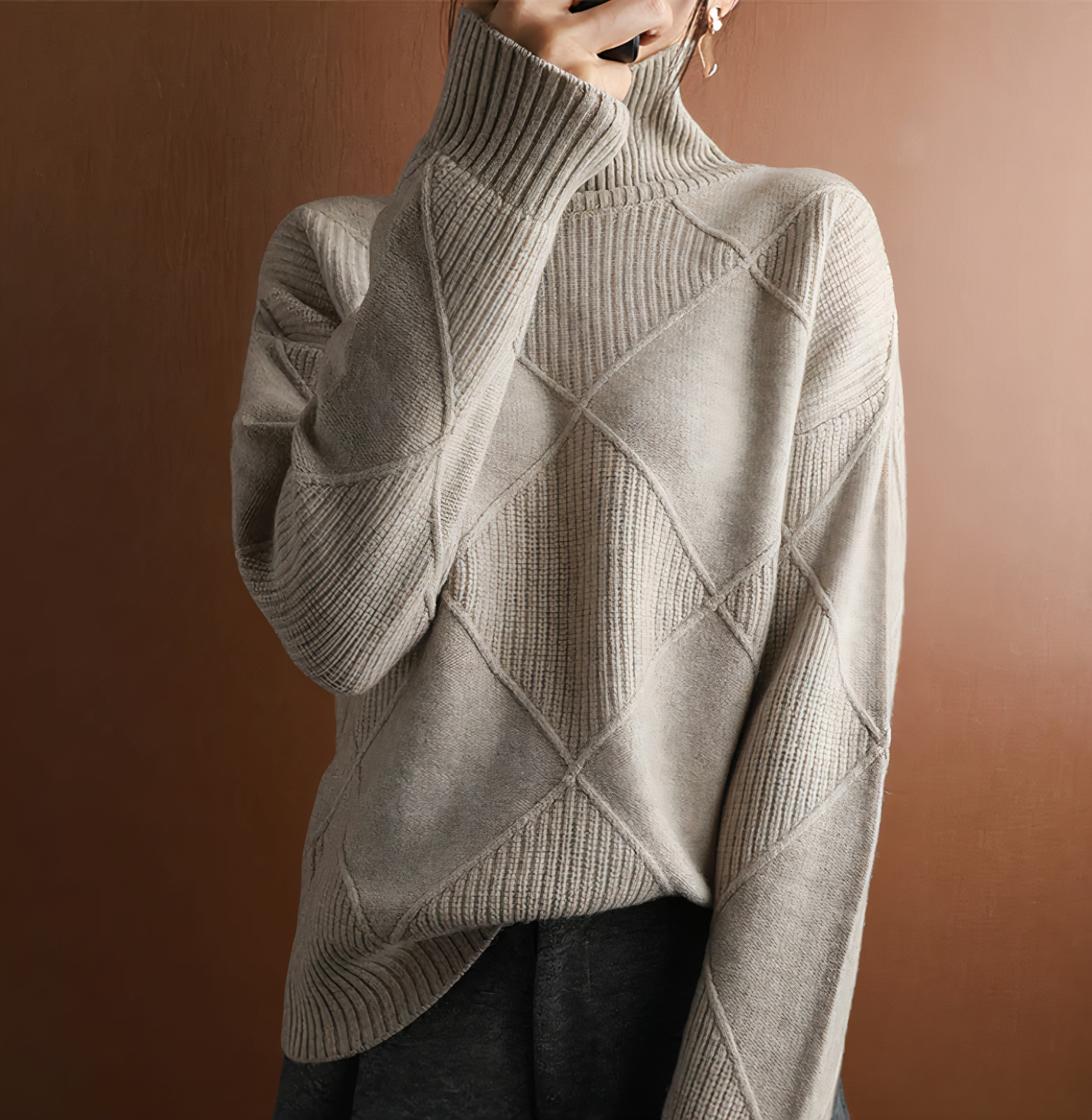 Dam Turtleneck Tröja med Långa Ärmar i Hållbart Material – Elegant och Tidlös Design 11
