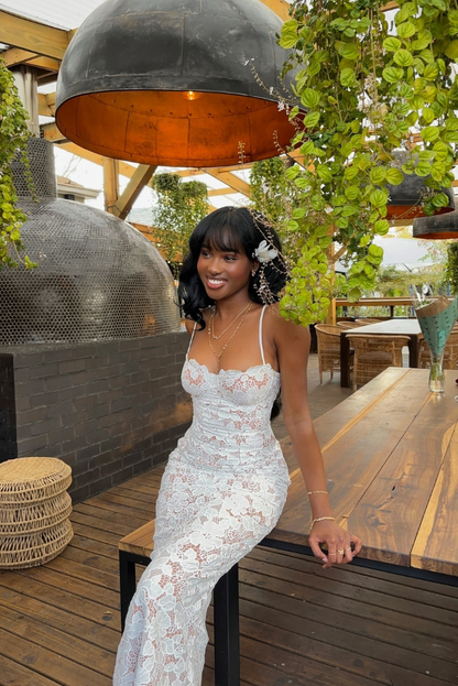 Dam Maxiklänning Romantiska Detaljer Högkvalitativt Material-6