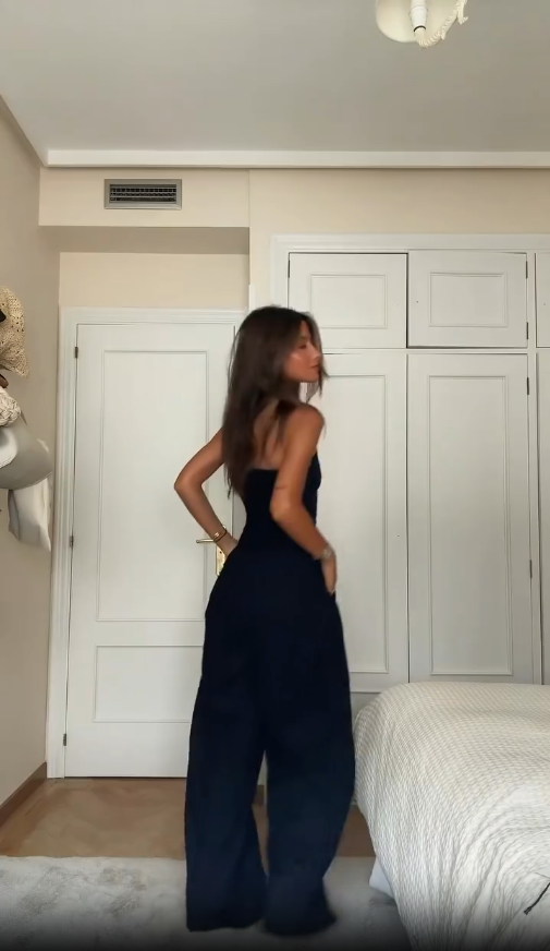 Kvinnors Jumpsuit Klassisk Stil Flödande Tyg-4