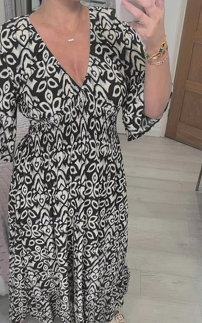 Damklänning V-ringning Breda Ärmar Polyester Fina Dam Klänningar-2