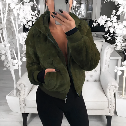 Damjacka Bomberjacka Syntetisk Päls Elegant Stil-6