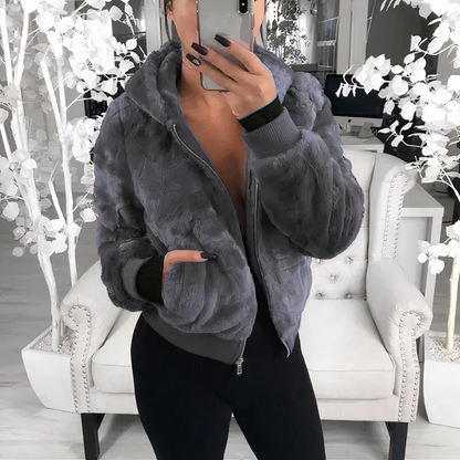 Damjacka Bomberjacka Syntetisk Päls Elegant Stil-4