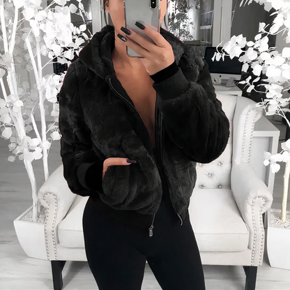 Damjacka Bomberjacka Syntetisk Päls Elegant Stil-3