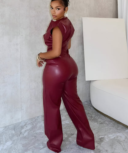 Dam Jumpsuit Rufsad Figurformande Polyester för Höst-2