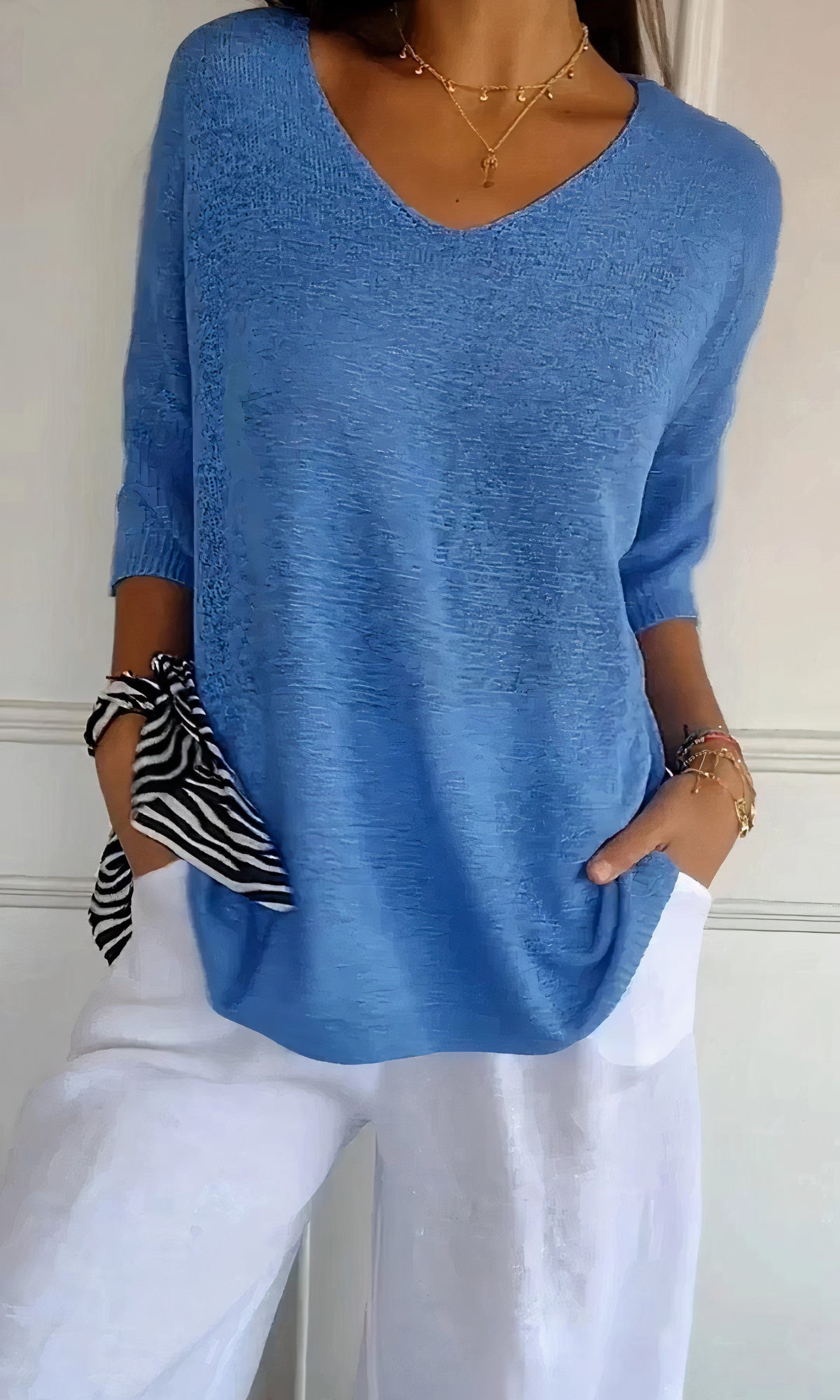 Kvinnors Stickad Topp V-Neck Akryl 12