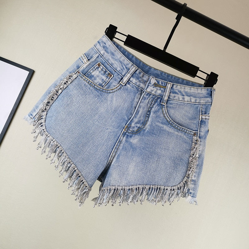 Kvinnors Denimshorts Lösa Fickor 100% Bomull Streetwear-2