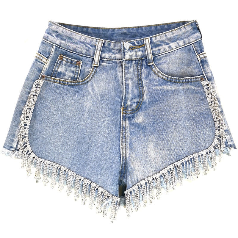 Kvinnors Denimshorts Lösa Fickor 100% Bomull Streetwear-1
