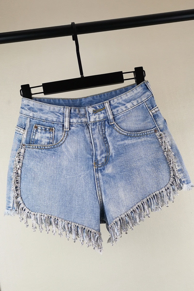 Kvinnors Denimshorts Lösa Fickor 100% Bomull Streetwear-4
