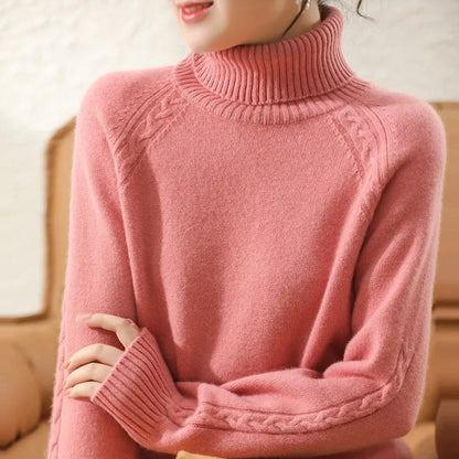 Variant image for Stickad Dam Tröja Turtleneck Bomull Polyester Casual-51