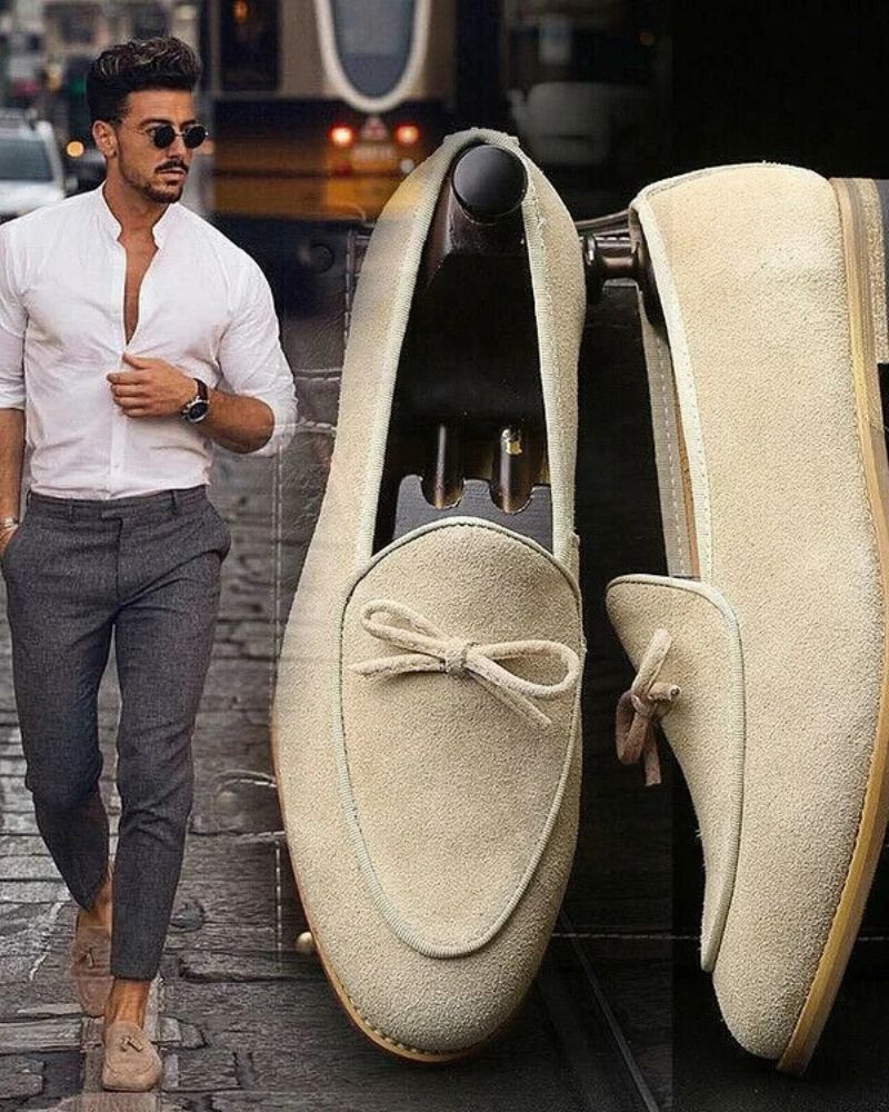 Herrskor Mocka Klassisk Stil för Promenad och Vardag, Bred Passform-2