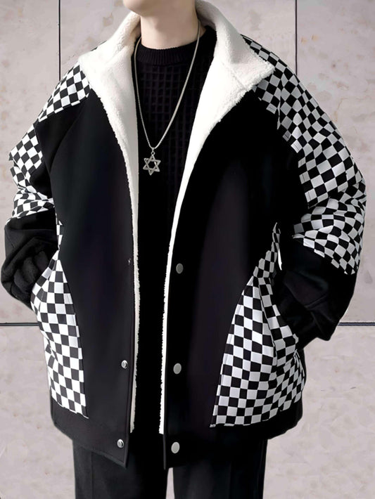 Dam Fleecejacka Rutigt Varm Polyester Med Praktiska Väskor 1