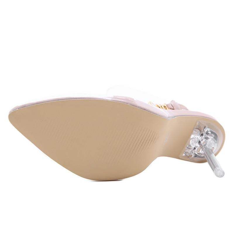 Dam Stilettos med Transparent PVC och Kedja – Hög Klack 8 cm, Elegant Slip-On Design 4