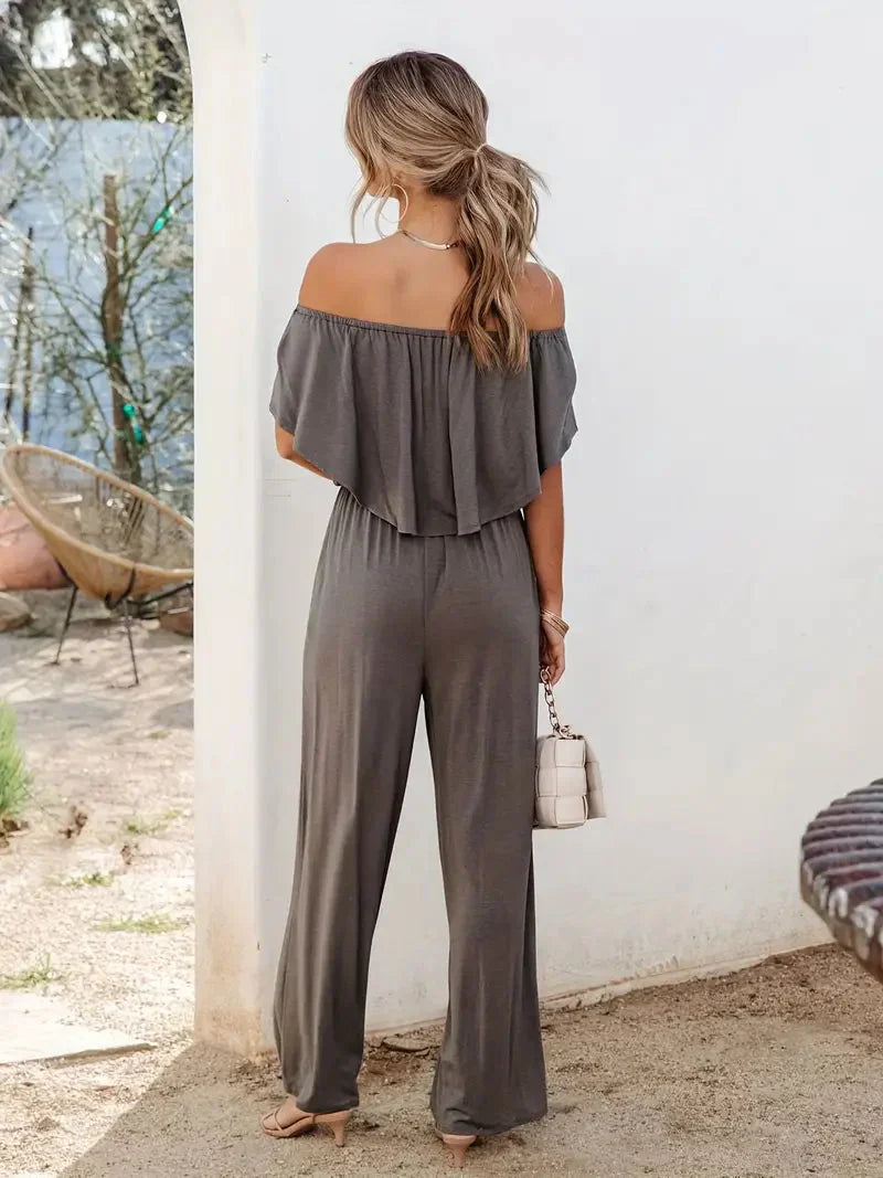 Dam Jumpsuit Axel-Fri Bred Ben i Polyester – Elegant och Avslappnad Stil för Alla Tillfällen 6