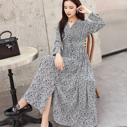 Kvinna MIDI-klänning Geometriskt Mönster Akryl Chiffon-2