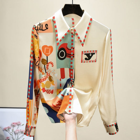 Herrskjorta Mönstrad Långärmad Polyester-1