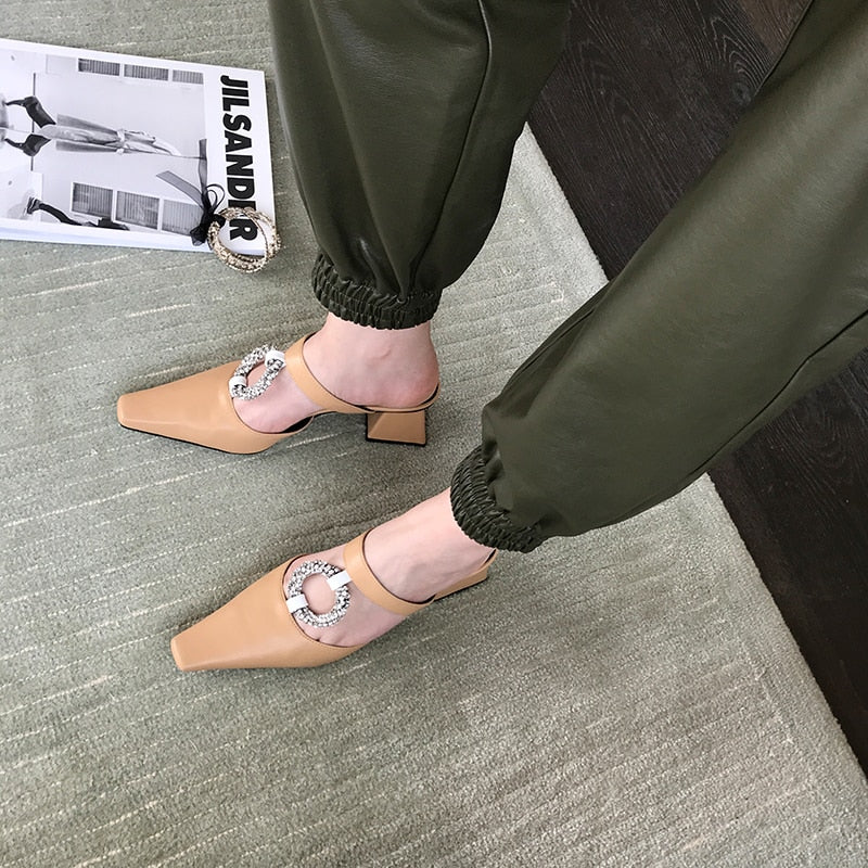 Dam Mules Skor Plattform PU-läder Högklack-2