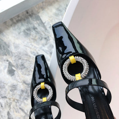 Dam Mules Skor Plattform PU-läder Högklack-6