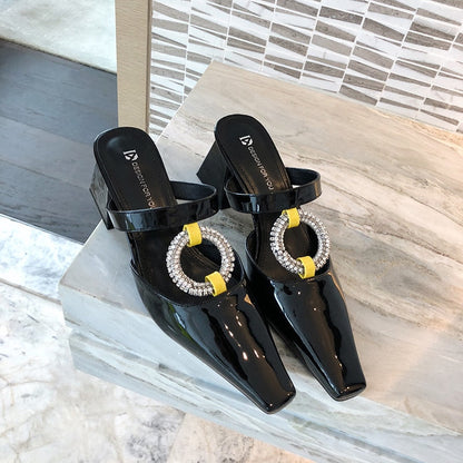 Dam Mules Skor Plattform PU-läder Högklack-5