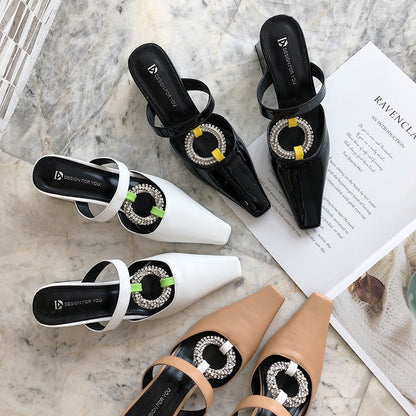 Dam Mules Skor Plattform PU-läder Högklack-4