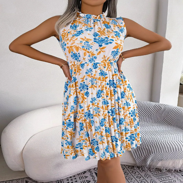 Maxiklänning Dam Ärmlös Blommig Polyester för Sommarfester-5