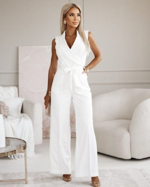 Dam Jumpsuit V-hals Bred Snitt 100% Polyester 1