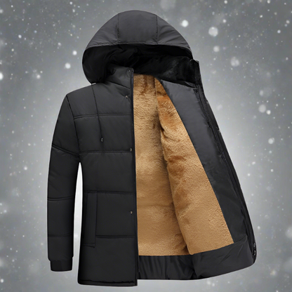 Dam Lång Vinterjacka Quilted Fleecefodrad Med Fickor-3