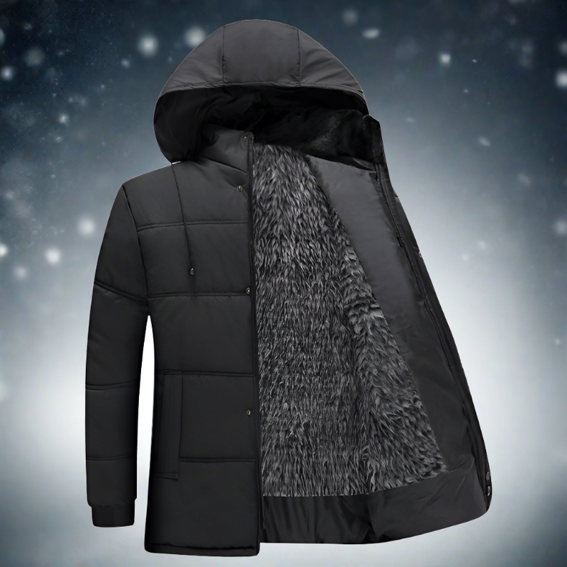 Dam Lång Vinterjacka Quilted Fleecefodrad Med Fickor-4