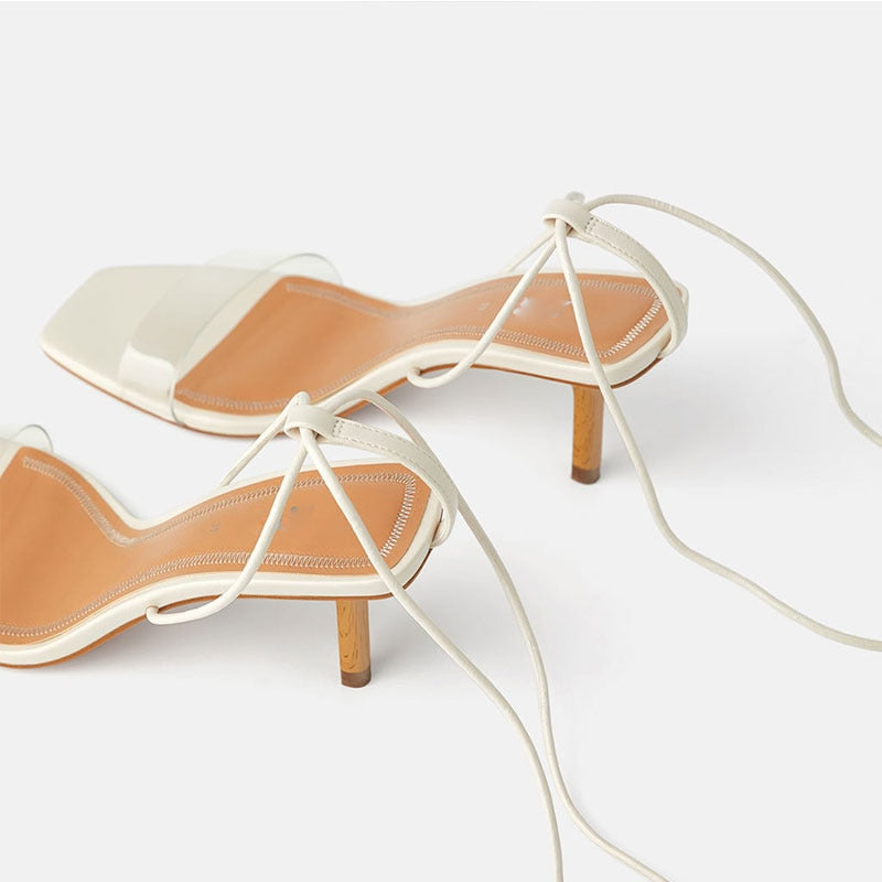 Dam Sandaler Öppen Tå Ankelband Syntetiskt Läder 6-8 cm Klack-4