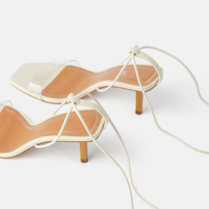 Dam Sandaler Öppen Tå Ankelband Syntetiskt Läder 6-8 cm Klack-4