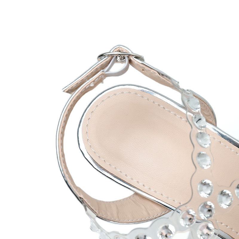 Dam Sandal Strappy Mikrofiber med Strass Detaljer-2