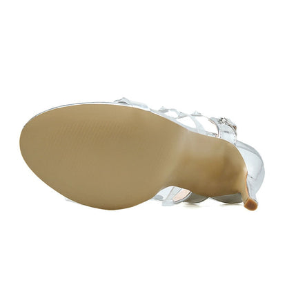 Dam Sandal Strappy Mikrofiber med Strass Detaljer-5