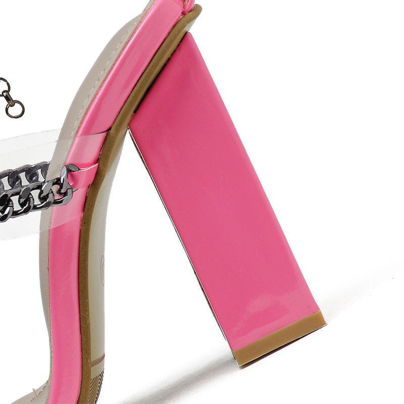 Dam Sandaler Gladiatorer med Ankelband PU-läder Hög Klack 8 cm-5