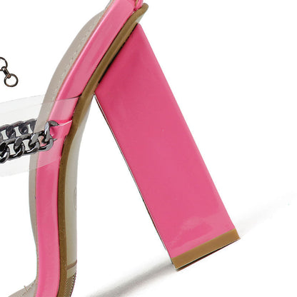 Dam Sandaler Gladiatorer med Ankelband PU-läder Hög Klack 8 cm-5