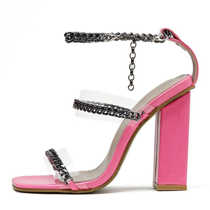 Dam Sandaler Gladiatorer med Ankelband PU-läder Hög Klack 8 cm-6