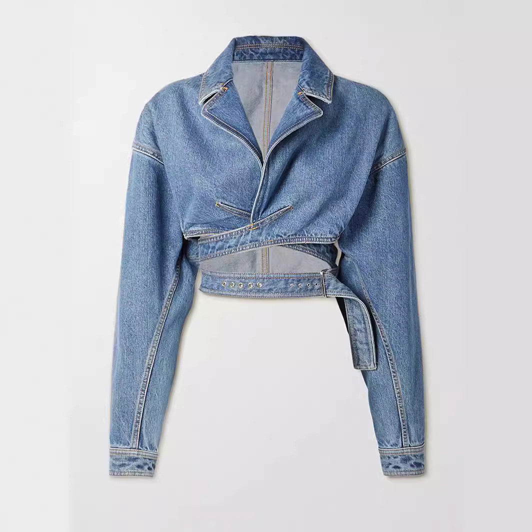 Variant image for Dam Jeansjacka Kort Bomullsdenim med Elegant Design-1