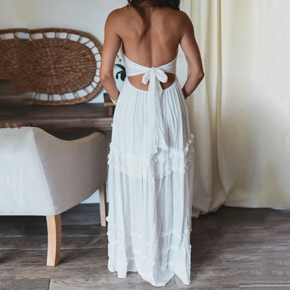 Kvinna Flödande Klänning Ruffles Polyester-2