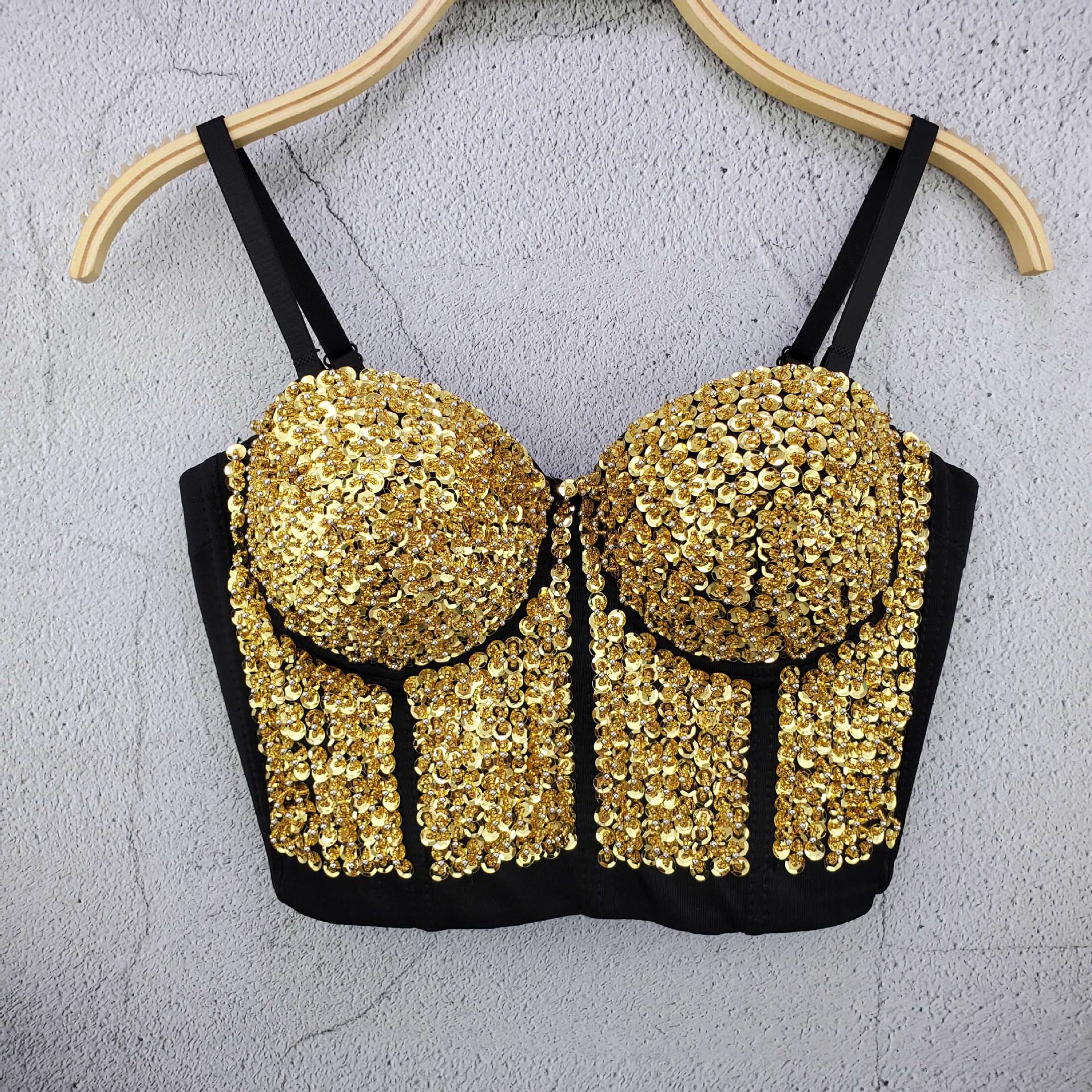 Dam Topp med Paljettapplikation Glittrig Bomull och Polyester-6