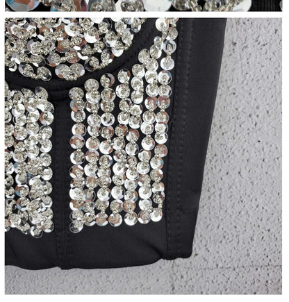 Dam Topp med Paljettapplikation Glittrig Bomull och Polyester-4