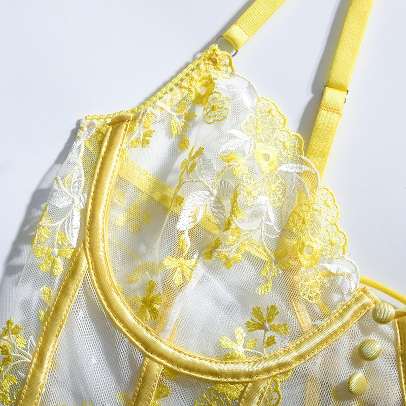 Dam Teddies Transparent Blommönster Spets Polyester-2