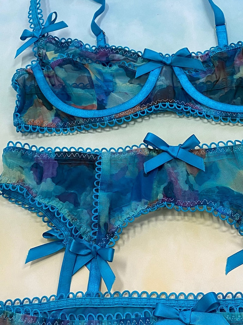 Dam BH Set Justerbara Remmar Polyester 3/4-kopp Unik Design-5