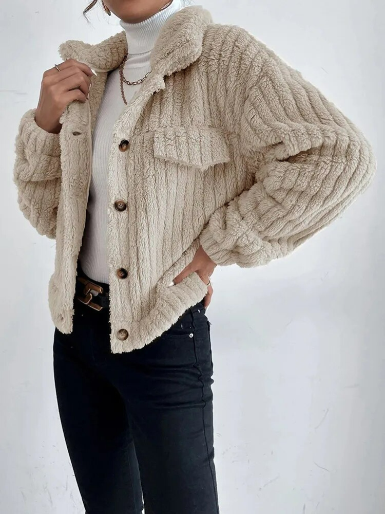 Kort Dunjacka Dam Teddy Stil Vattenavvisande Polyester 3