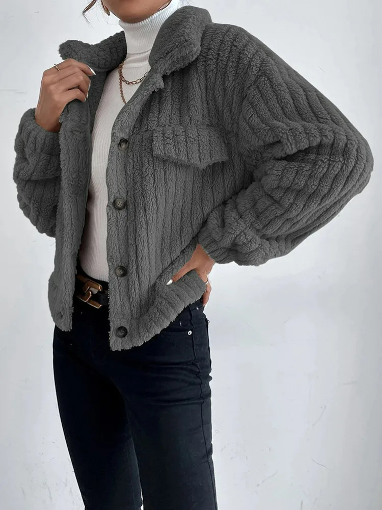 Kort Dunjacka Dam Teddy Stil Vattenavvisande Polyester-4